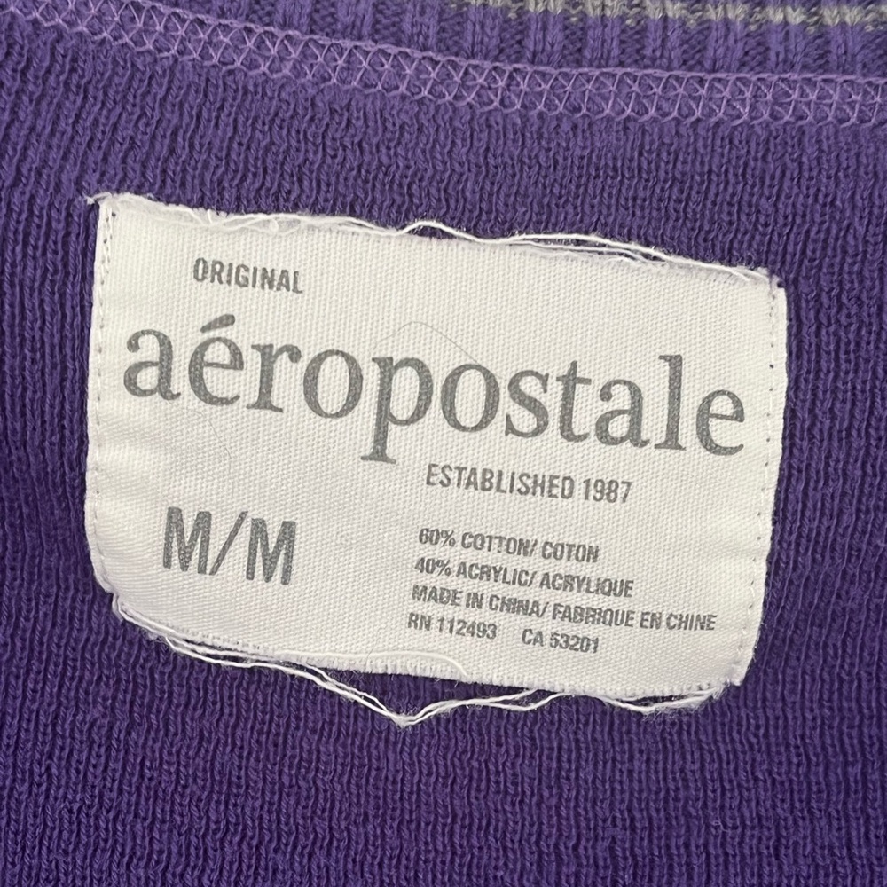 Y2K Aeropostale Purple Henley Sweater Size Medium Vintage - Picture 8 of 11